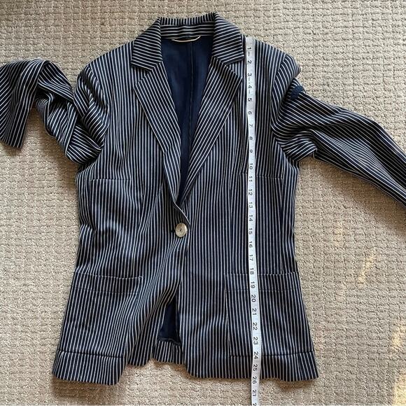Les Copains Navy Stripe One Button Blazer Size 46 (M) - Picture 14 of 15